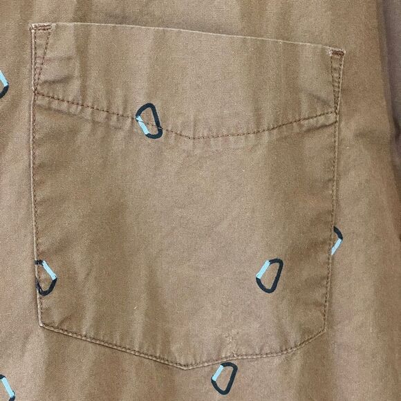 Prana Men's Broderick Slim Fit Short Sleeve Button-down Shirt Brown XXL - Picture 3 of 8